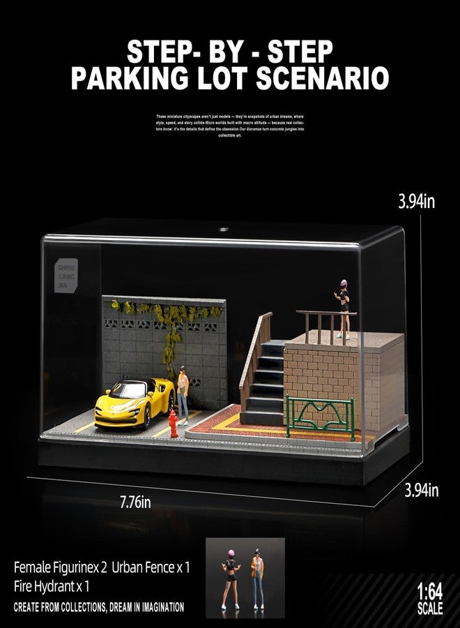 kivcmds Miniature Scenery Model for hot die-cast Wheels Cars, 1/64 Car Model Display Case, mini World Building Props（Medium） (Stairway Parking Lot) - Image 2