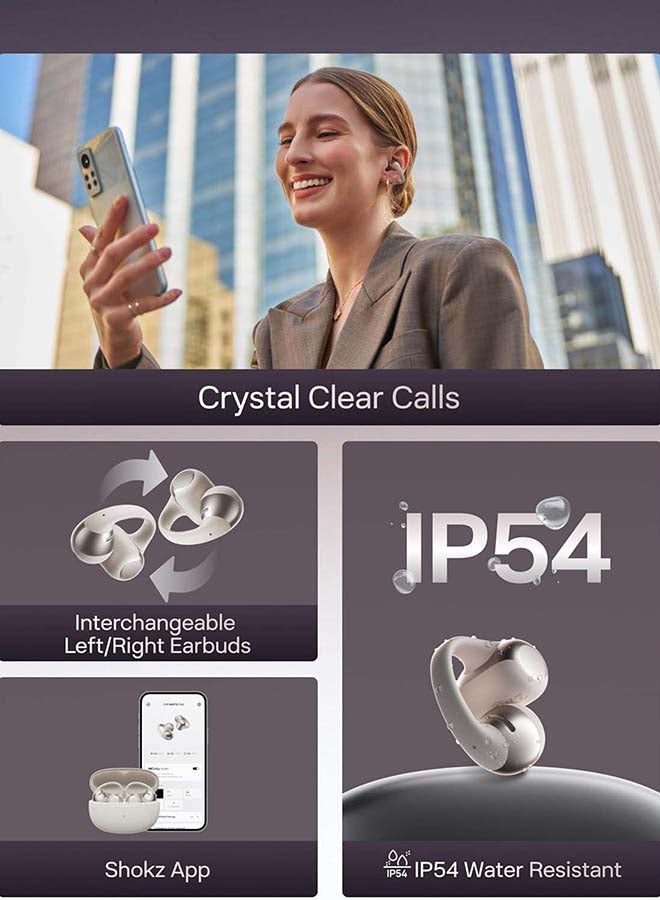شوكز SHOKZ OpenDots ONE - سماعات أذن مفتوحة - سماعات أذن لاسلكية بلوتوث مع ميكروفون - تصميم آمن وخفيف الوزن وقابل للتثبيت - صوت دولبي متميز - مقاومة للماء - شحن سريع - حتى 40 ساعة من وقت التشغيل رمادي - Image 5