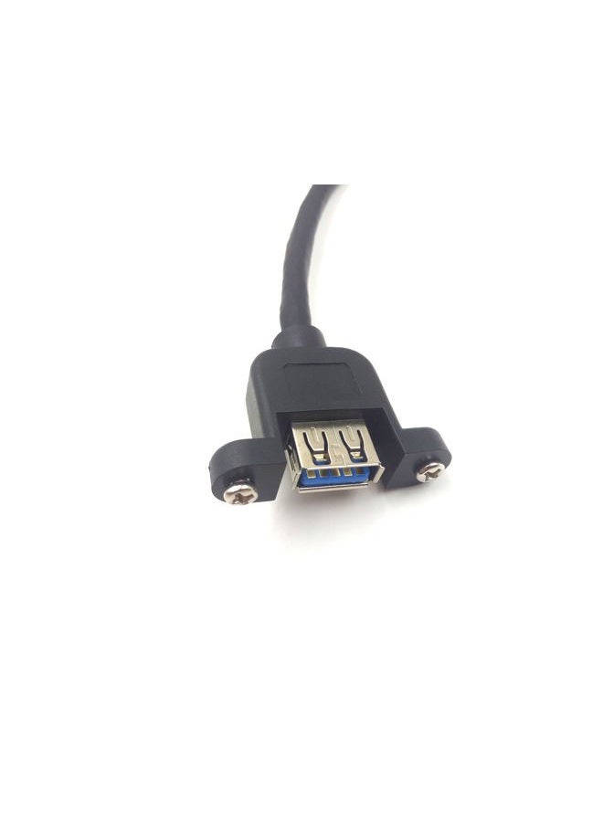 Haokiang كابل تمديد USB 3.0 مثبت على اللوحة بطول 1 قدم/30 سم بزاوية 90 درجة من نوع A ذكر إلى نوع A أنثى مع محول مثبت على اللوحة مع ثقب برغي كابل خارجي (زاوية صحيحة) - Image 3