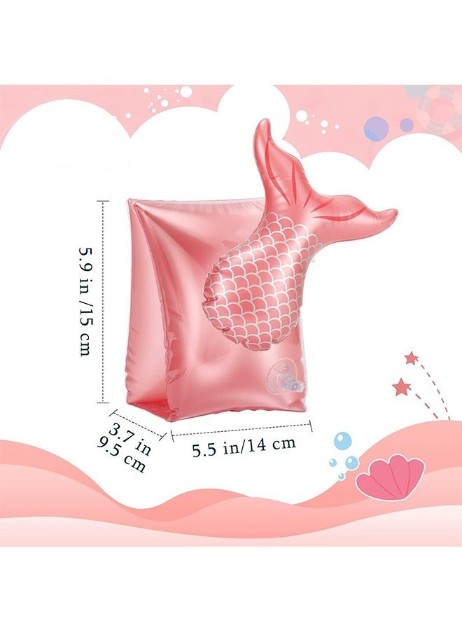 Cartoon Toddler Swim Vest, Environmentally PVC Inflatable Swim Arm Bands, Water Wings Arm Floaties Swimming Armbands for Sea Pool Beach Training (Pink) - Image 2