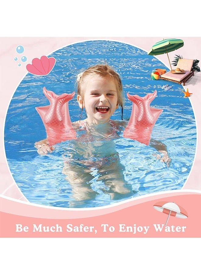 Cartoon Toddler Swim Vest, Environmentally PVC Inflatable Swim Arm Bands, Water Wings Arm Floaties Swimming Armbands for Sea Pool Beach Training (Pink) - Image 3