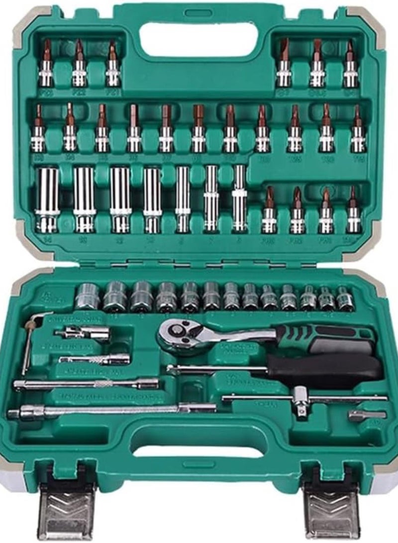 GGOOT 53-Piece Auto Repair Tool Set Quick Ratchet Wrench Set Auto Repair Hardware Tools for Home Car Repair - Image 1