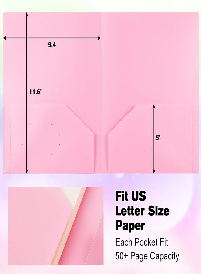 EEHZTSI 6-Pack Plastic Folders with Pockets,2-Pocket Pastel Folders Holds US Letter Size Paper for School/Office/Home, Pink - Image 5