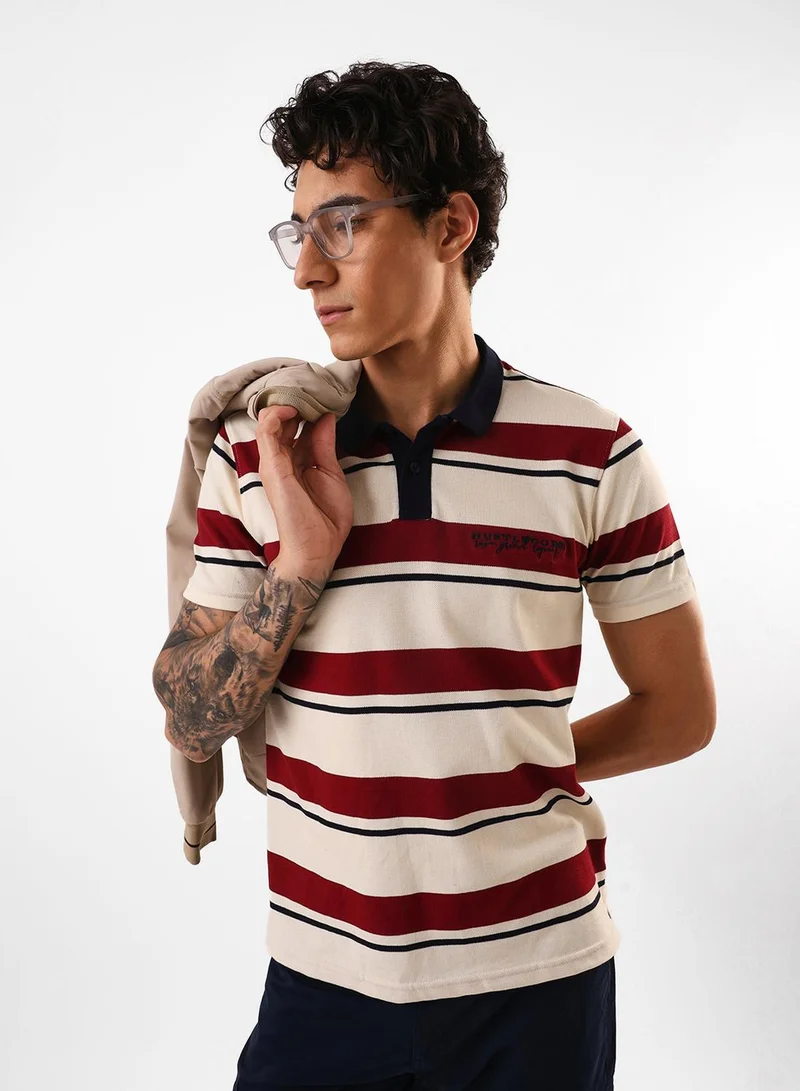 Men's Off White 100% Cotton Relaxed Polo T-Shirt