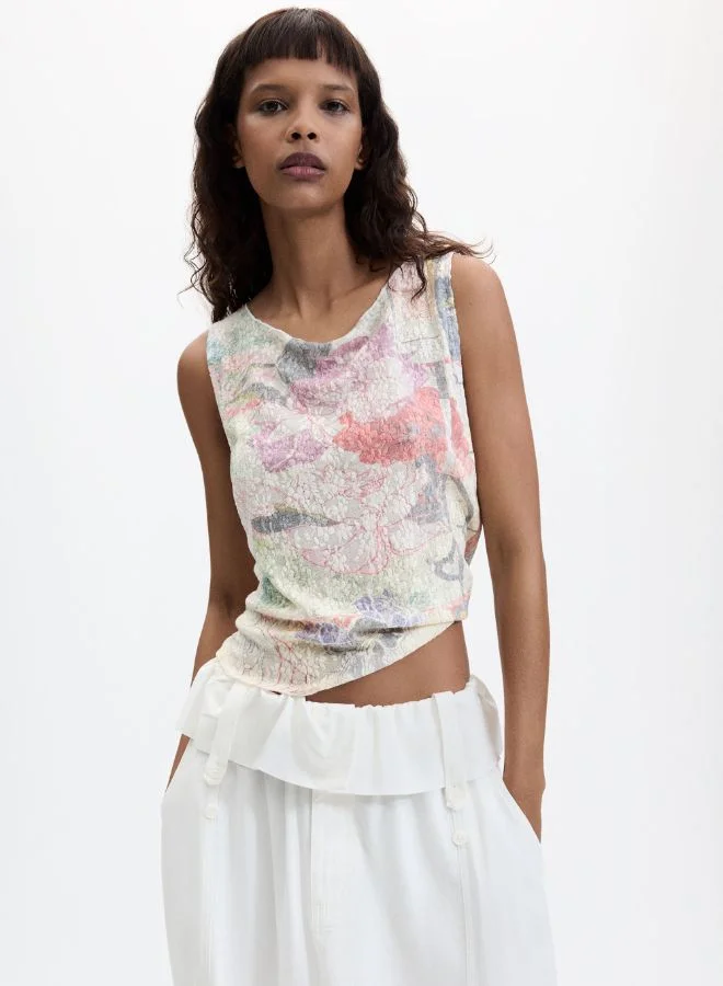 DESIGUAL Printed sleeveless t-shirt