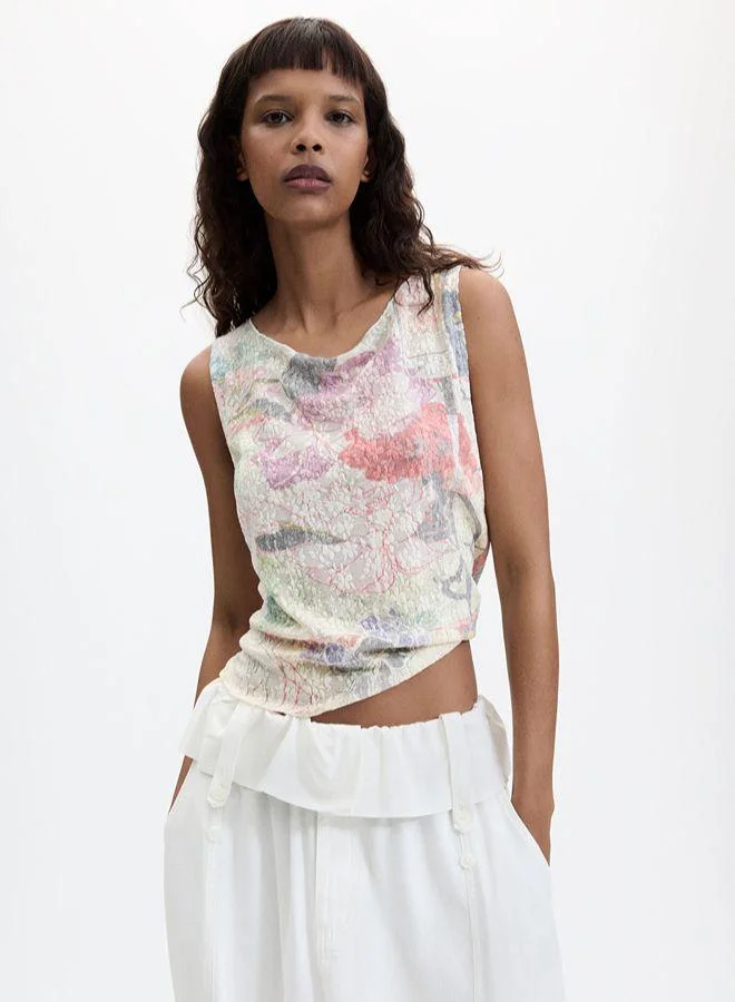 Printed sleeveless t-shirt