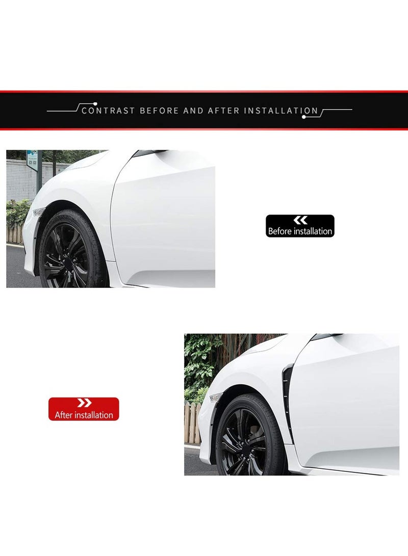 KASTWAVE Car Fender Side Stickers, Side Vents Decorative Air Intake Abs Stickers Universal Fender Car Exterior Accessories Anti-collision Side Wing Stickers (Black) - Image 5