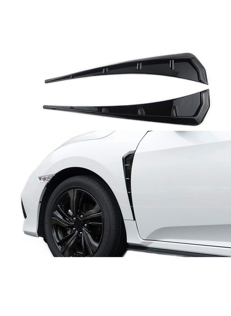 KASTWAVE Car Fender Side Stickers, Side Vents Decorative Air Intake Abs Stickers Universal Fender Car Exterior Accessories Anti-collision Side Wing Stickers (Black) - Image 1