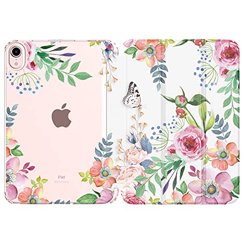MoKo Case Fit New iPad Mini 7 (A17 Pro) 2024, iPad Mini 6th Generation Case 2021 (8.3-inch), iPad Mini 6 Case, Soft TPU Translucent Frosted Back Cover Case for iPad Mini 7th, Fragrant Flowers - Image 1