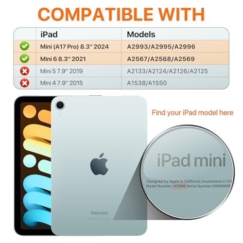 MoKo Case Fit New iPad Mini 7 (A17 Pro) 2024, iPad Mini 6th Generation Case 2021 (8.3-inch), iPad Mini 6 Case, Soft TPU Translucent Frosted Back Cover Case for iPad Mini 7th, Fragrant Flowers - Image 2