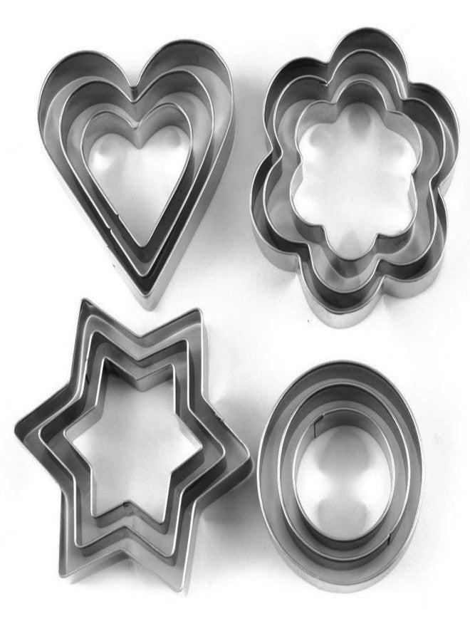 BESTOW Stainless Steel Cookie Cutter Set with 4Shape, 12 Pieces - Image 1