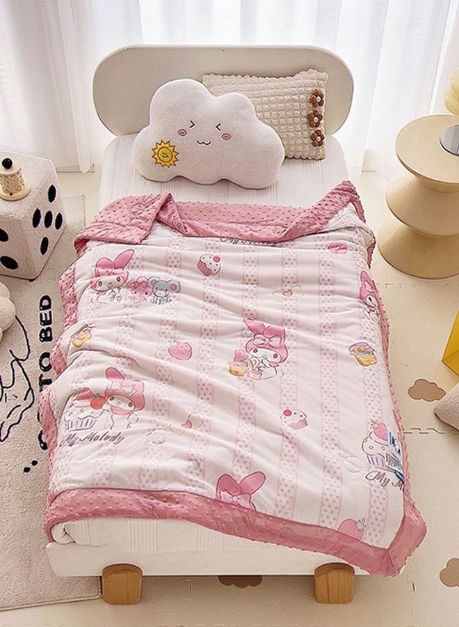 سانريو لحاف خاص للأطفال بنمط ميلودي من سانريو لحاف تكييف الهواء مطبوع عليه رسوم متحركة لحاف قيلولة لرياض الأطفال لحاف متعدد الوظائف للأطفال (الحجم: 110 سم × 150 سم) - Image 2