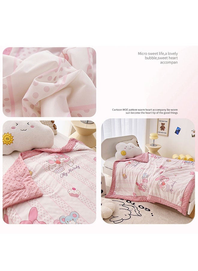 سانريو لحاف خاص للأطفال بنمط ميلودي من سانريو لحاف تكييف الهواء مطبوع عليه رسوم متحركة لحاف قيلولة لرياض الأطفال لحاف متعدد الوظائف للأطفال (الحجم: 110 سم × 150 سم) - Image 3