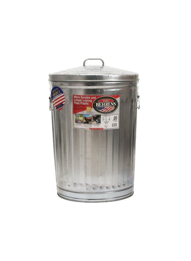 Behrens High Quality Galvanized Steel Trash Can Silver 20 Gal 1211  - Image 1
