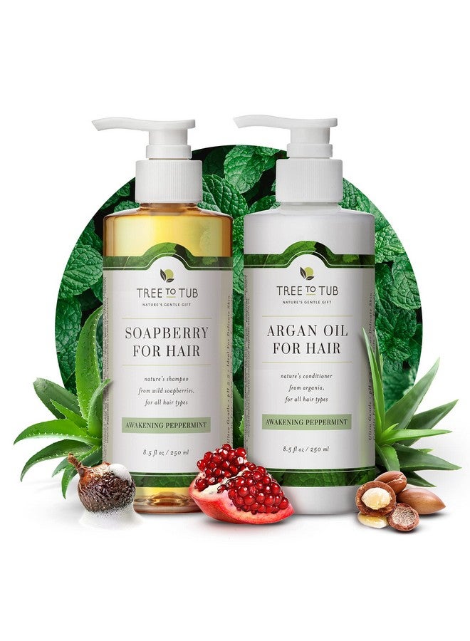 Tree to Tub Sulfate Free Shampoo And Conditioner Set For Oily Hair Frizz Sensitive Scalp Hydrating Argan Oil Shampoo And Conditioner For Women & Men W/Organic Coconut Oil All Natural Peppermint - Image 2