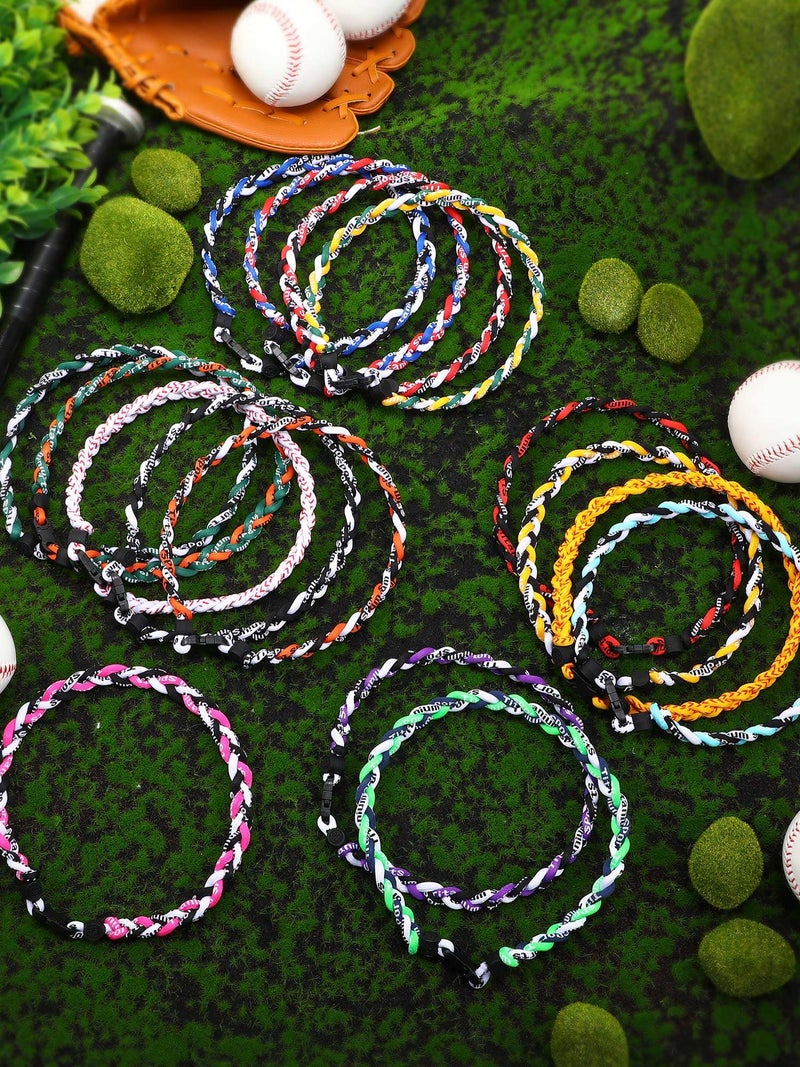 MTLEE 16 Pcs Baseball Necklaces Bulk, 3 Assorted Colors Braided Rope Tornado Baseball Necklace for Sports Team (Classic,18 Inches) - Image 3