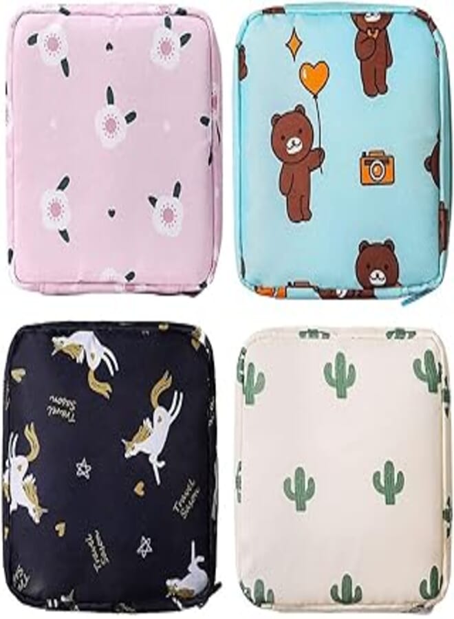 Generic Mcles Sanitary Napkin Storage Bag, 4Pcs Zipper Menstrual Pad Bag, Portable Sanitary Napkin Storage Tampons Holder, Period Bag for Teen Girls, Period Sanitary Pouch, Feminine Products Storage Bag 