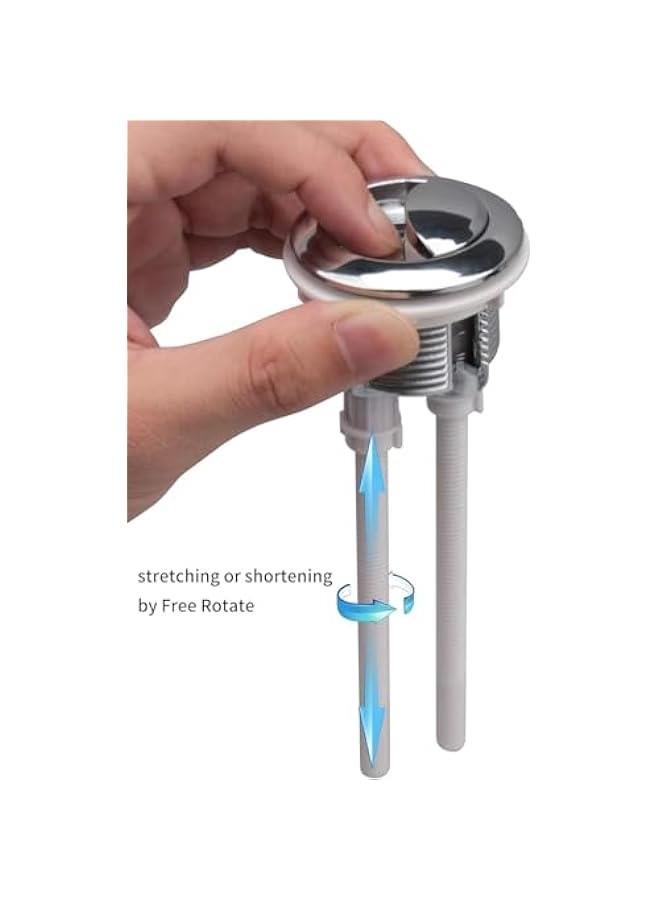 هوكور زر ضغط مزدوج للمرحاض من بورتالوف، زر ضغط بلاستيكي علوي قابل للتعديل لخزان المياه مع فتحة 38 ملم في غطاء الخزان، مع خيط لملحقات استبدال خزان المرحاض - Image 2