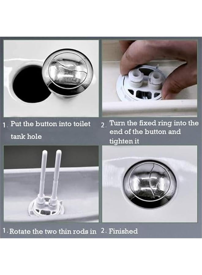 هوكور زر ضغط مزدوج للمرحاض من بورتالوف، زر ضغط بلاستيكي علوي قابل للتعديل لخزان المياه مع فتحة 38 ملم في غطاء الخزان، مع خيط لملحقات استبدال خزان المرحاض - Image 4