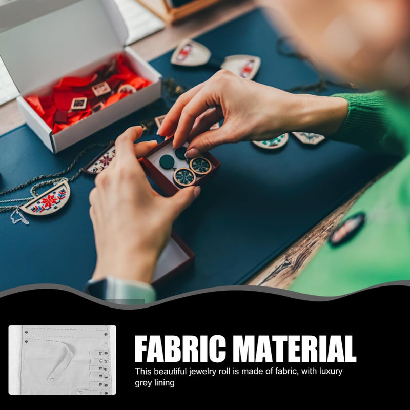 BESTOYARD Velvet Travel Jewelry Roll Portable Jewelry Holder Travel Bag Jewelry Travel Organizer for Necklaces Earrings Bracelets Rings Brooches and More Travel for Women - Image 3