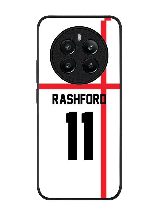 Stylizedd Rugged Black edge case for Realme 12 Plus 5G / Realme 12 4G, Slim fit Case Flexible Cover - Football Team - England, Player Name - Rashford - Image 1
