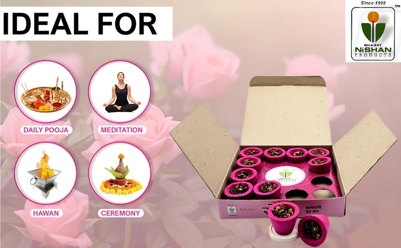 Nishan (36 Pcs) Pink Rose Sambrani Dhoop Cups for Pooja, Meditation, Festivals and Spiritual Events, Gulab Dhup Cup with Holder Plate, (3 Box) (Rose-36pcs) - Image 3