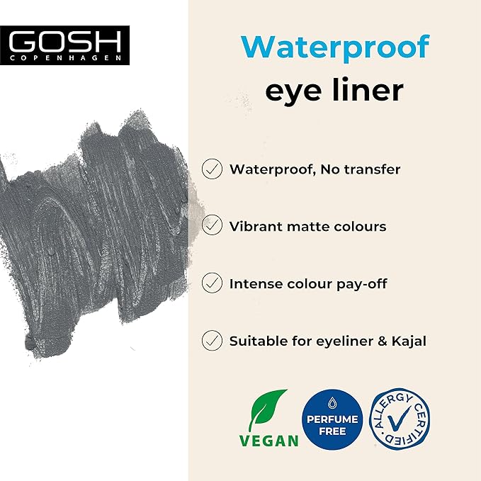 GOSH Eyeliner Velvet Touch I Waterproof Eyeliner Kajal I Soft Creamy Eye Pencil I Highly Pigmented Longlasting Transferproof I Vitamin E Jojoba Oil I Vegan Perfumefree I 011 Sky High - Image 2