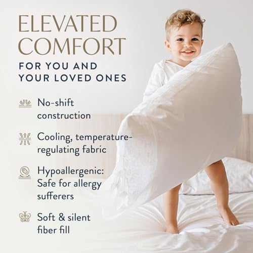 Digital Decor 100% Cotton Luxury Hotel Pillows Standard Size Set of 2, Cooling Down Alternative Bed Pillows for Sleeping, Hypoallergenic Soft Pillows for Side & Back Sleepers, Made in USA, 26" x 20" - Image 4