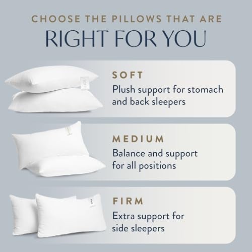 Digital Decor 100% Cotton Luxury Hotel Pillows Standard Size Set of 2, Cooling Down Alternative Bed Pillows for Sleeping, Hypoallergenic Soft Pillows for Side & Back Sleepers, Made in USA, 26" x 20" - Image 3