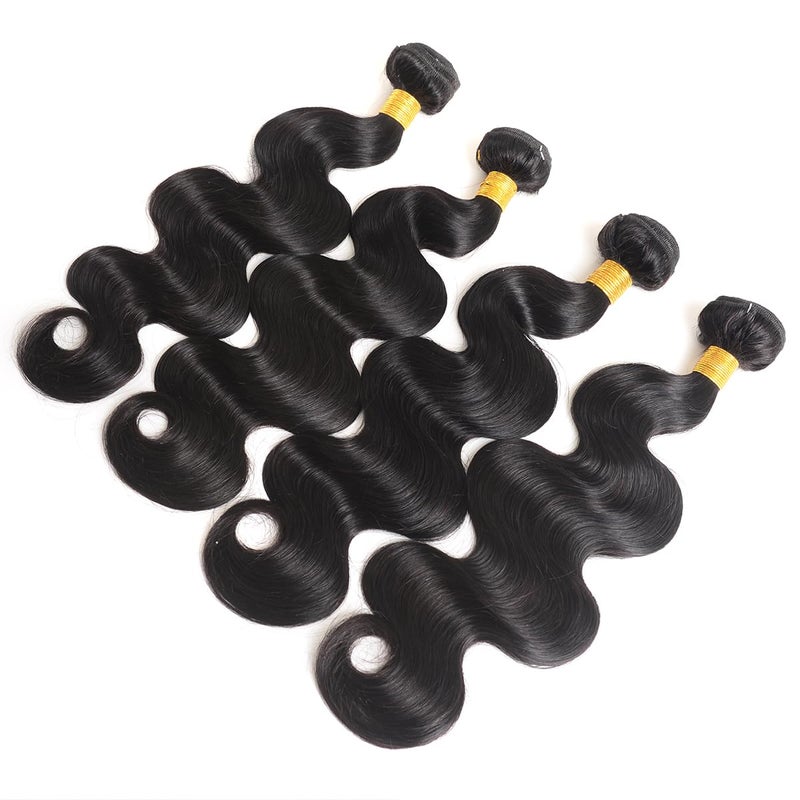 Katspon 12A Human Hair Bundles 20 22 24 26 Inch Body Wave 100% Unprocessed Brazilian Virgin Hair 4 Bundles Human Hair Extensions Quick Weave Natural Black - Image 5