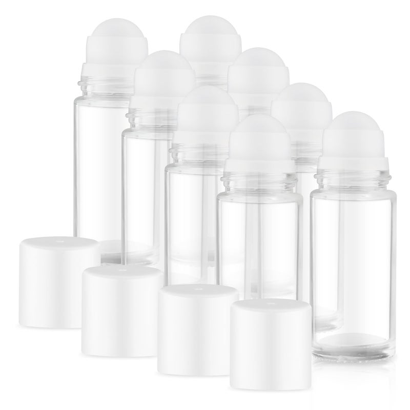BOSMIOW 8 Pieces 50ml17oz Clear Glass Essential Oil Roller BottlesEmpty Deodorant Roll On BottlesLeakProof Cosmetic Container with Roller Balls for PerfumeAromatherapyMoisturizer