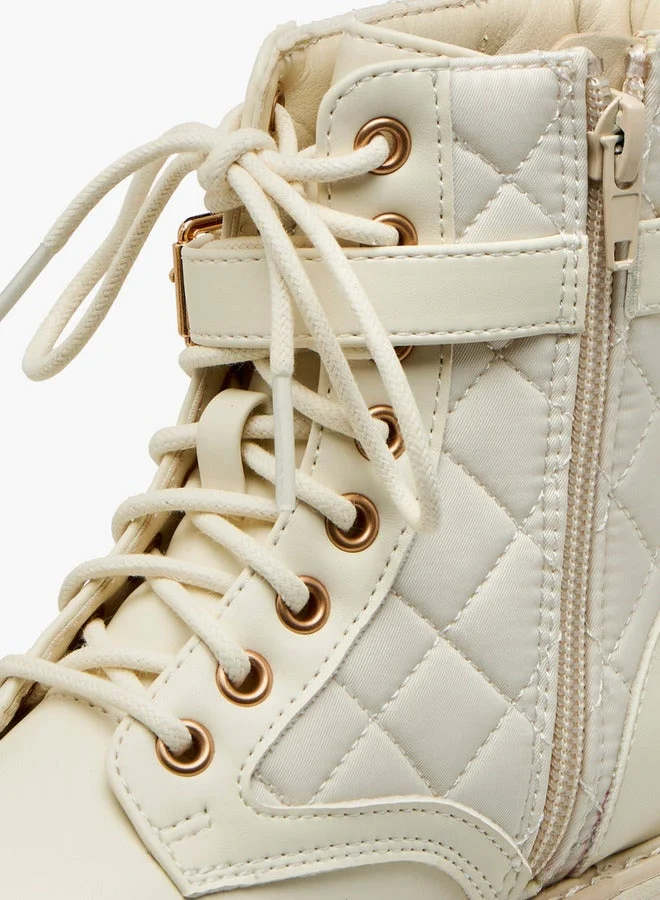 Little Missy  Quilted High Cut Boots with Pouch and Zip Closure  | Best Price UAE
