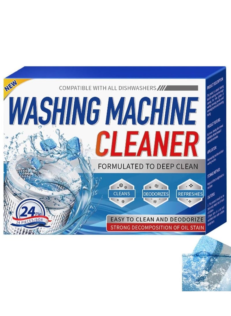 Loxira 24 Pack Washing Machine Cleaner Descaler  - Deep Cleaning Tablets For HE Front Loader & Top Load Washer, Septic Safe Eco-Friendly Deodorizer, Clean Inside Drum and Laundry Tub Seal - 12 Month Supply - Image 1