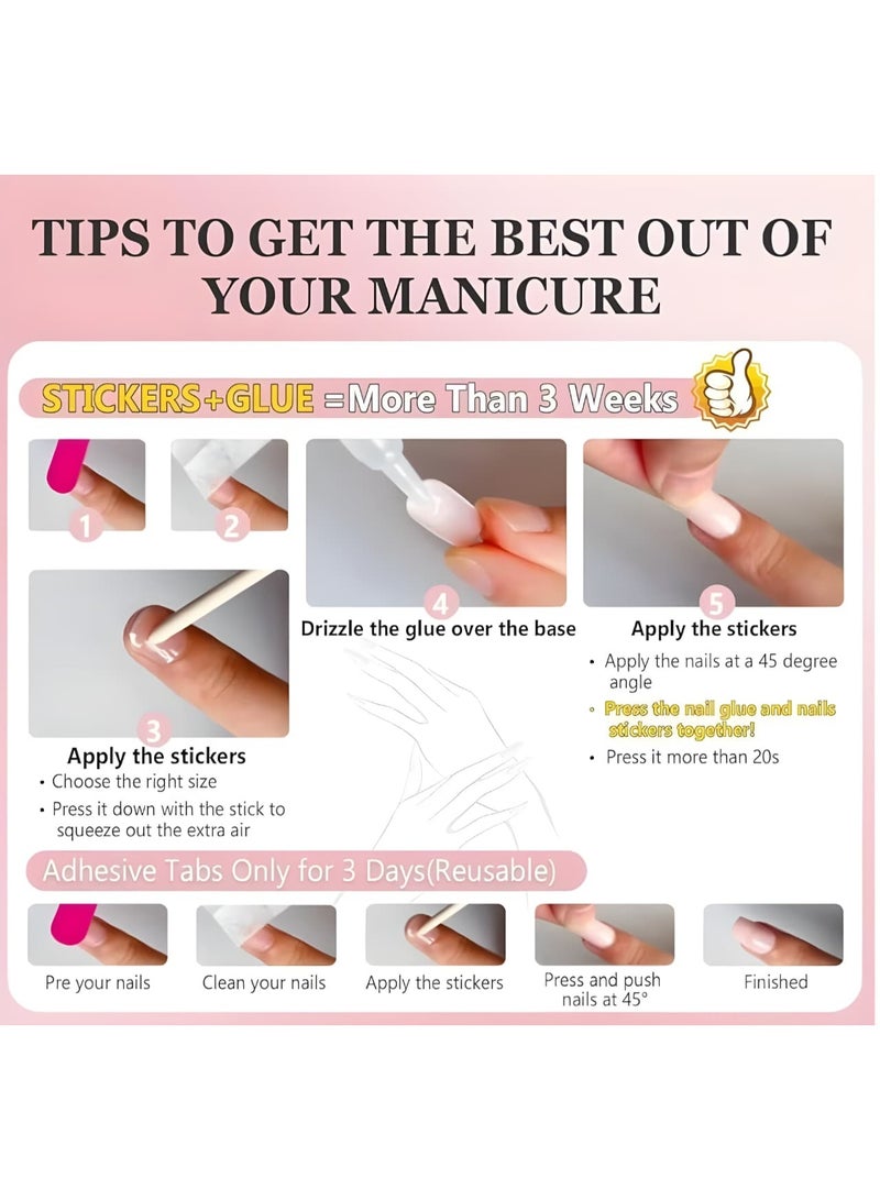 طقم أدوات تركيب وتجهيز الأظافر الاحترافي 5 في 1 - مجموعة العناية بالأظافر مع مبرد ومسحات كحولية ولاصق أظافر - 4 قطع - Image 5