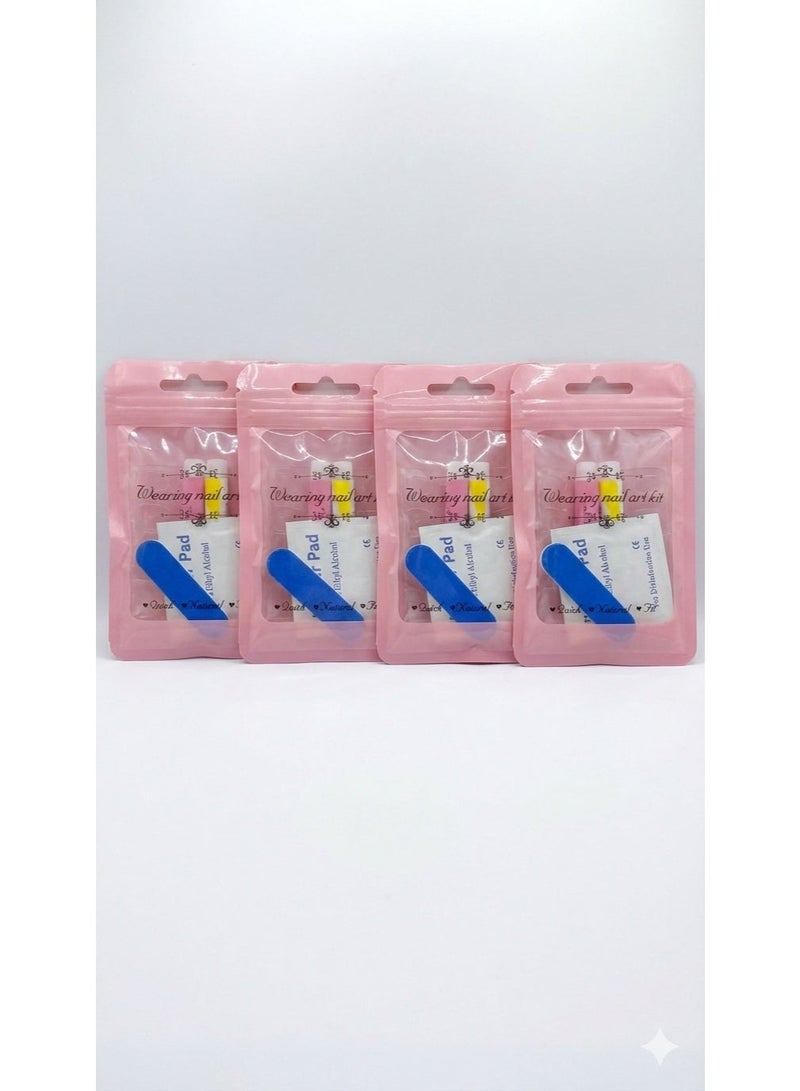 طقم أدوات تركيب وتجهيز الأظافر الاحترافي 5 في 1 - مجموعة العناية بالأظافر مع مبرد ومسحات كحولية ولاصق أظافر - 4 قطع - Image 2