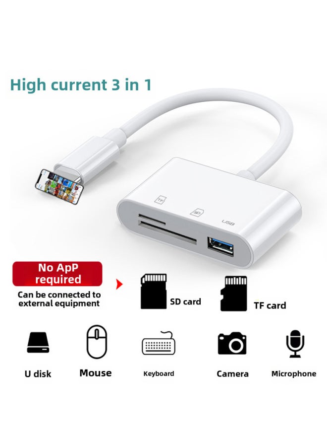 أكينو قارئ بطاقة الذاكرة للهاتف المحمول 3 في 1، قارئ بطاقات USB وTF وSD، هاب متعدد الوظائف بنظام Android مع منفذ Type-C OTG - Image 1