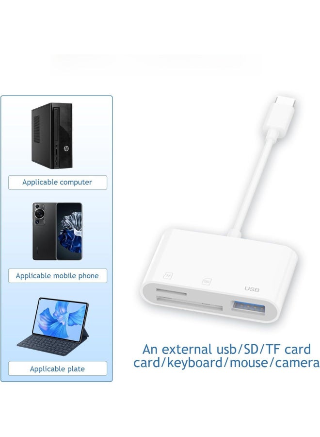 أكينو قارئ بطاقة الذاكرة للهاتف المحمول 3 في 1، قارئ بطاقات USB وTF وSD، هاب متعدد الوظائف بنظام Android مع منفذ Type-C OTG - Image 2