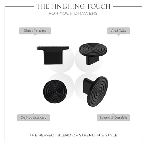 LAPO 2 Piece Drawer Knobs for Home & Office – Door Knob for Cabinets, Cupboards & Dressers (Material-Zinc, Black Finish) KN - Image 5