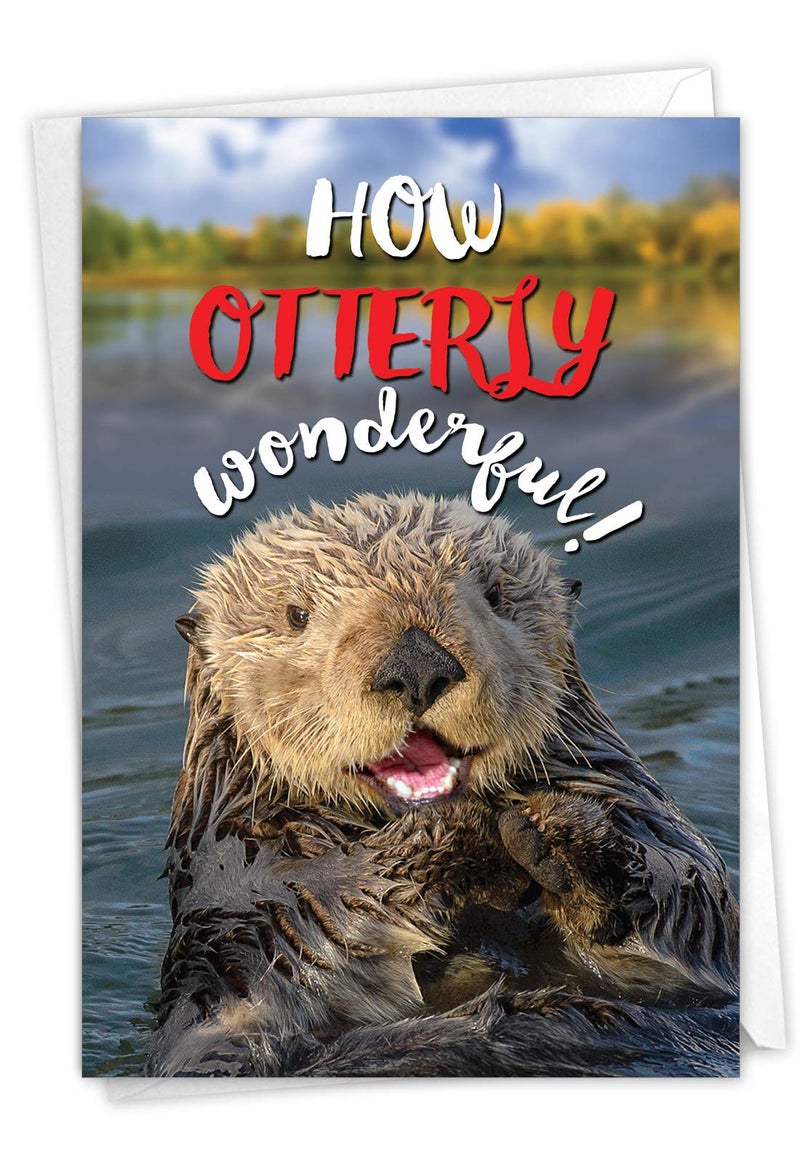 NobleWorks - Fun Congratulations Card with Envelope - Congrats Humor, Encouragement Greeting - Otterly Awesome C6574FCGG - Image 1