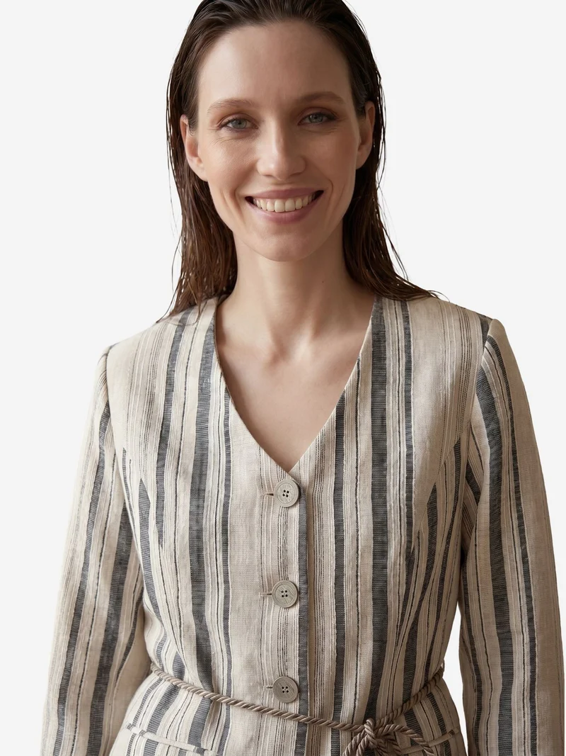 My Fashion Multicolor MY FASHION Striped belted poplin jacket for Women | Best Price UAE