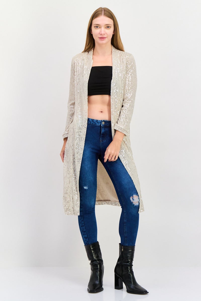 DEX كارديجان نسائي بتصميم عنق مقسوم، مزيج كريمي - Image 1