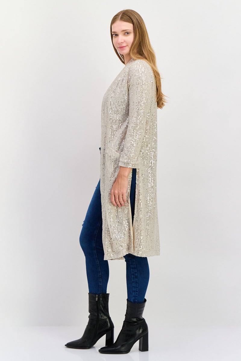 DEX كارديجان نسائي بتصميم عنق مقسوم، مزيج كريمي - Image 2