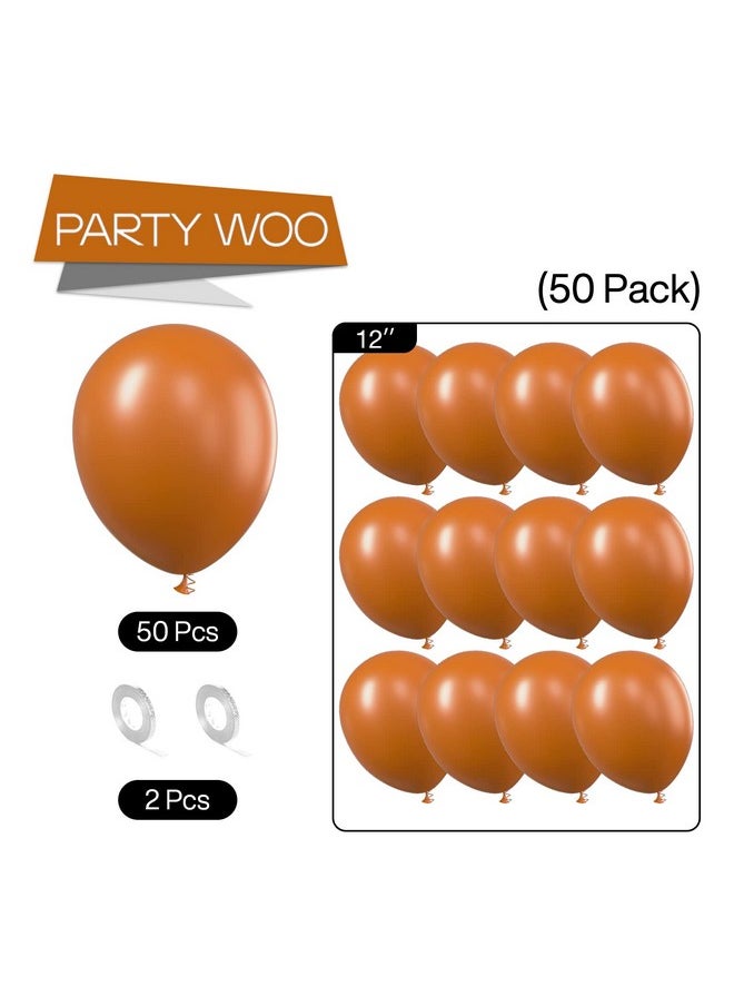PartyWoo Burnt Orange Balloons, 50 Pcs 12 Inch Boho Orange Balloons, Brownish Orange Balloons For Balloon Garland Or Balloon Arch As Birthday Party Decorations, Baby Shower Decorations, Orange-F53  - Image 5