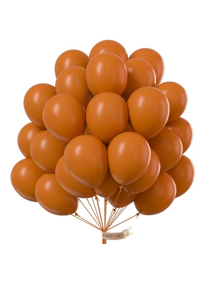 PartyWoo Burnt Orange Balloons, 50 Pcs 12 Inch Boho Orange Balloons, Brownish Orange Balloons For Balloon Garland Or Balloon Arch As Birthday Party Decorations, Baby Shower Decorations, Orange-F53  - Image 1