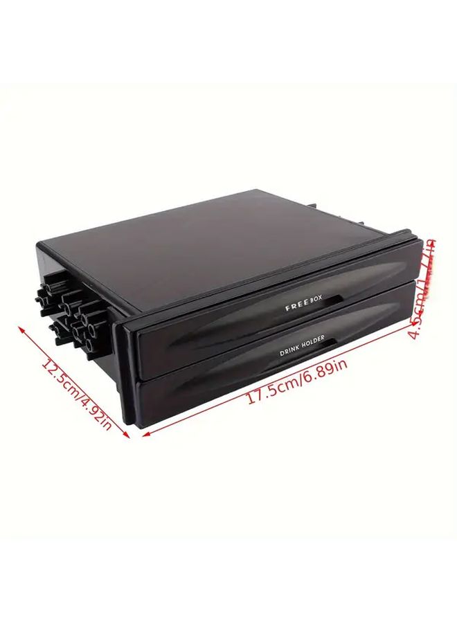 2 Tier Car Convertible Storage Box Durable Plastic Organizer With Drink Holder 1pc - Image 2