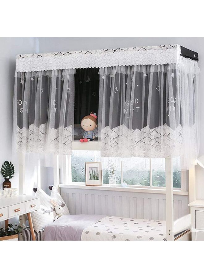 Loquat Soft and Breathable Bed Tent with Curtains Polyester Black/White 140 x 200 x 115cm - Image 1