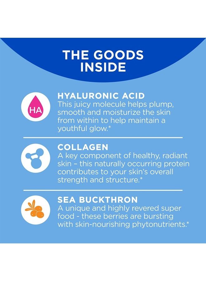 OLLY Glowing Skin Collagen Gummy, Hydrated, Youthful Skin, Hyaluronic Acid, Sea Buckthorn, Chewable Supplement, Berry, 60 Day Supply - 120 Count Pouch - Image 3