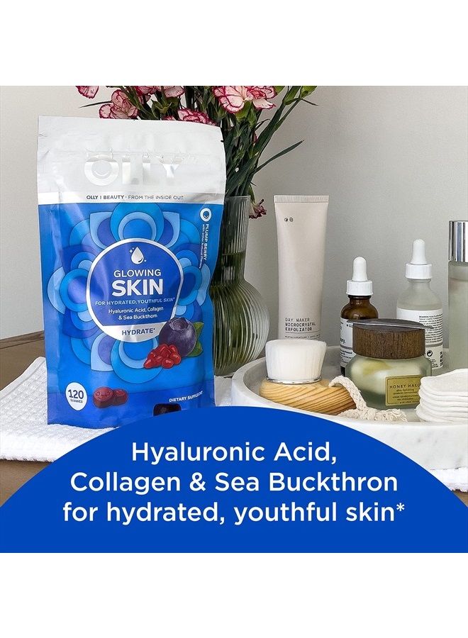 OLLY Glowing Skin Collagen Gummy, Hydrated, Youthful Skin, Hyaluronic Acid, Sea Buckthorn, Chewable Supplement, Berry, 60 Day Supply - 120 Count Pouch - Image 2