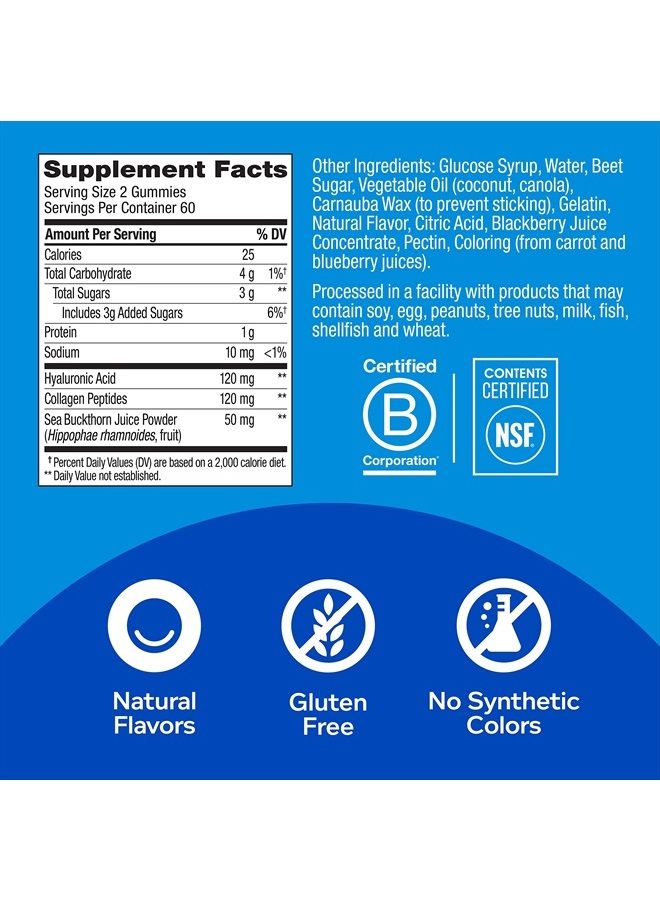 OLLY Glowing Skin Collagen Gummy, Hydrated, Youthful Skin, Hyaluronic Acid, Sea Buckthorn, Chewable Supplement, Berry, 60 Day Supply - 120 Count Pouch - Image 4