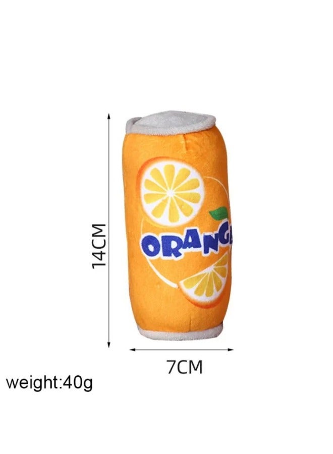 PETSARY Fun Dog Toy | Plush Dog Toy that looks like ORANGE Drink Can | Funny Novelty Dog Toy Plush Squeaky Dog Toys for Medium | Suitable for all Pets - Image 3